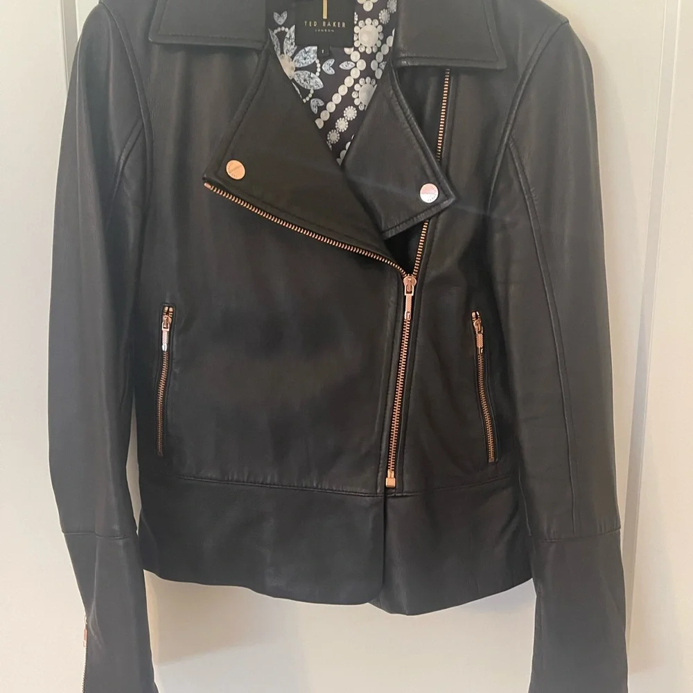 Ted Baker Black Leather Biker Jacket - Picture 1 of 5
